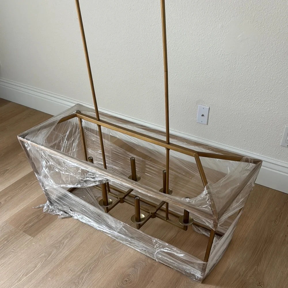 Pottery Barn Gold Rectangular Chandelier - Picture 4 of 5